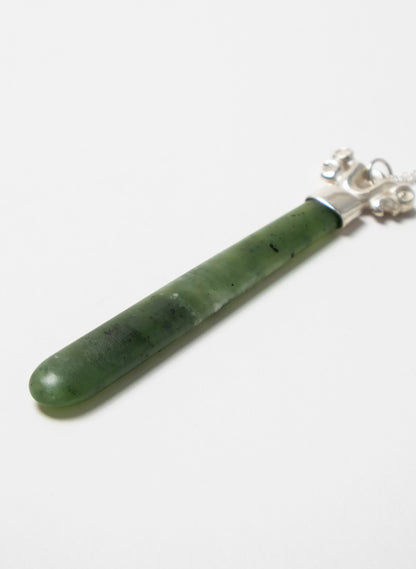 Silver Pekapeka Pendant Pounamu Drop