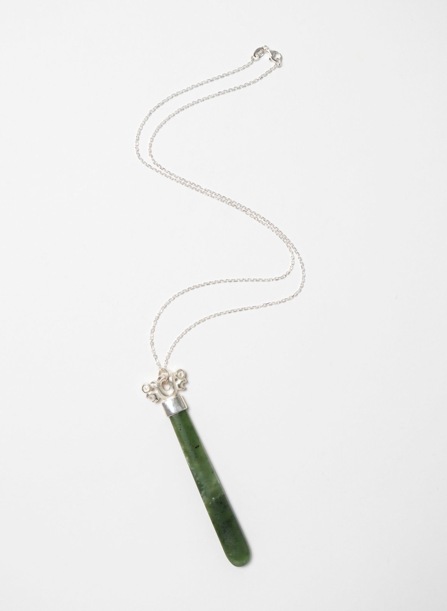 Silver Pekapeka Pendant Pounamu Drop