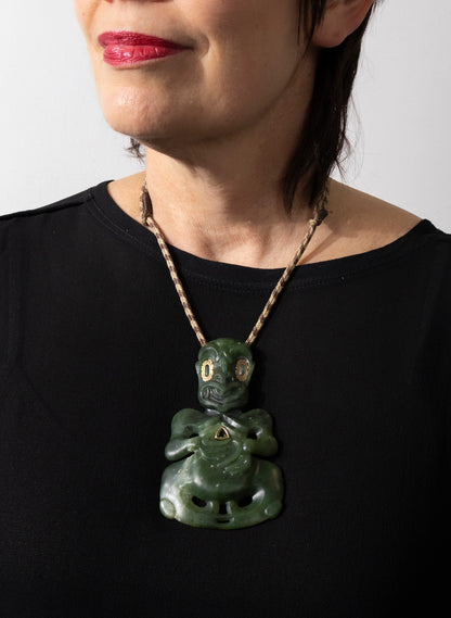 Pounamu -  Hei Tiki With Sapphire Trillian