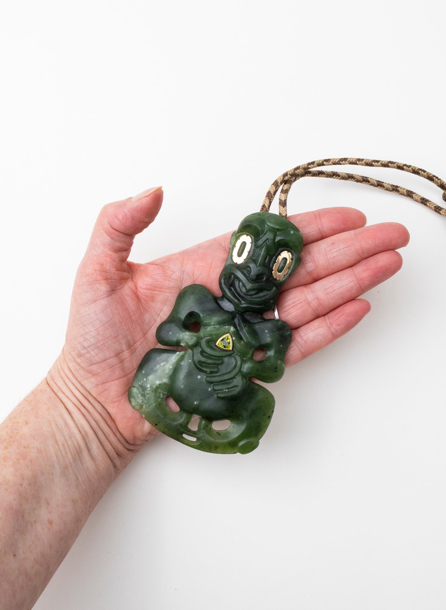 Pounamu -  Hei Tiki With Sapphire Trillian