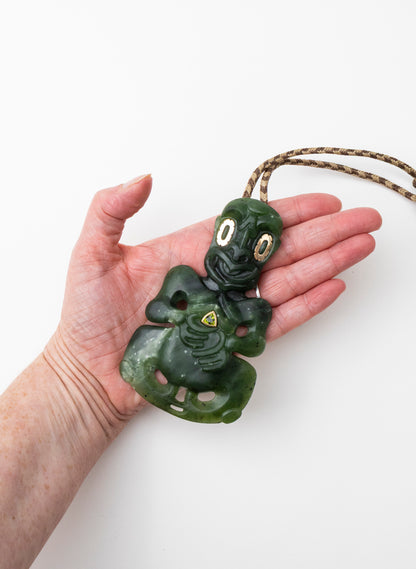 Pounamu -  Hei Tiki With Sapphire Trillian