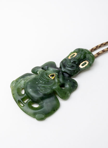 Pounamu -  Hei Tiki With Sapphire Trillian