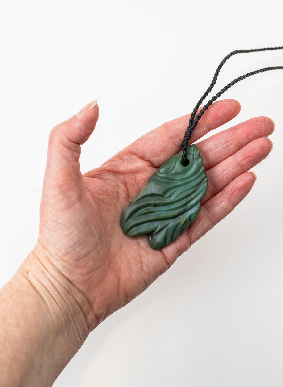 Carved Leaf Pounamu Pendant