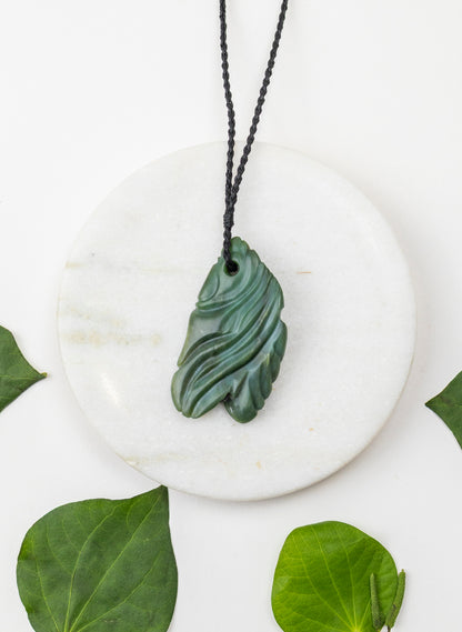 Carved Leaf Pounamu Pendant