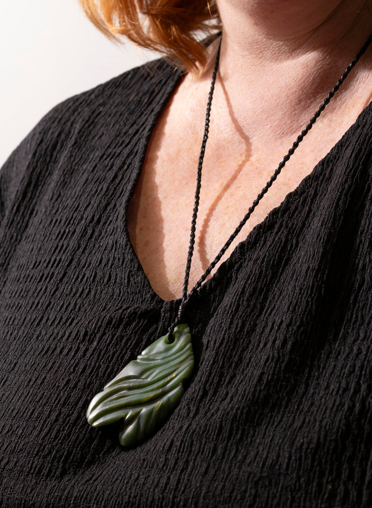 Carved Leaf Pounamu Pendant