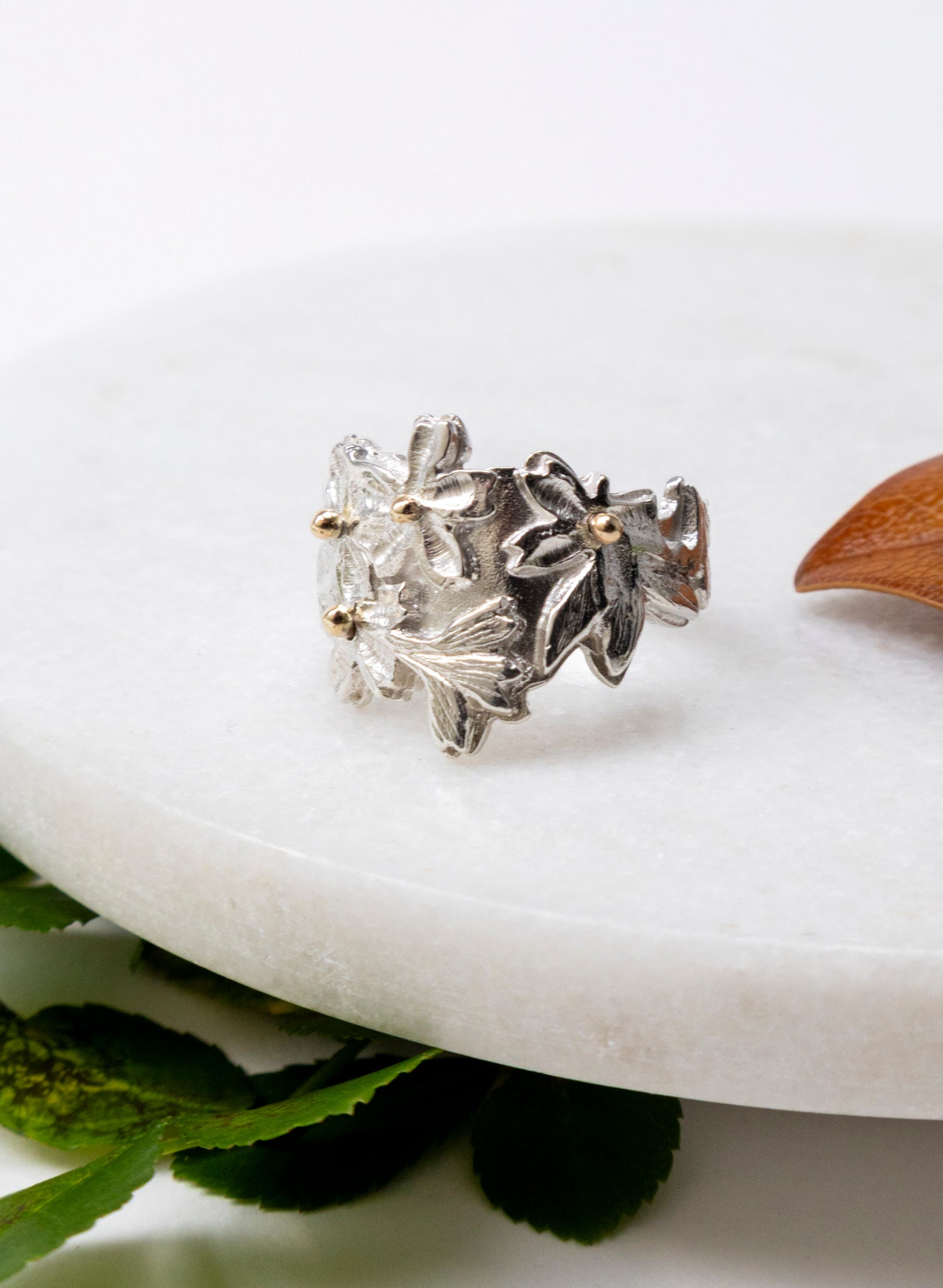 Carved Cherry Blossom Ring