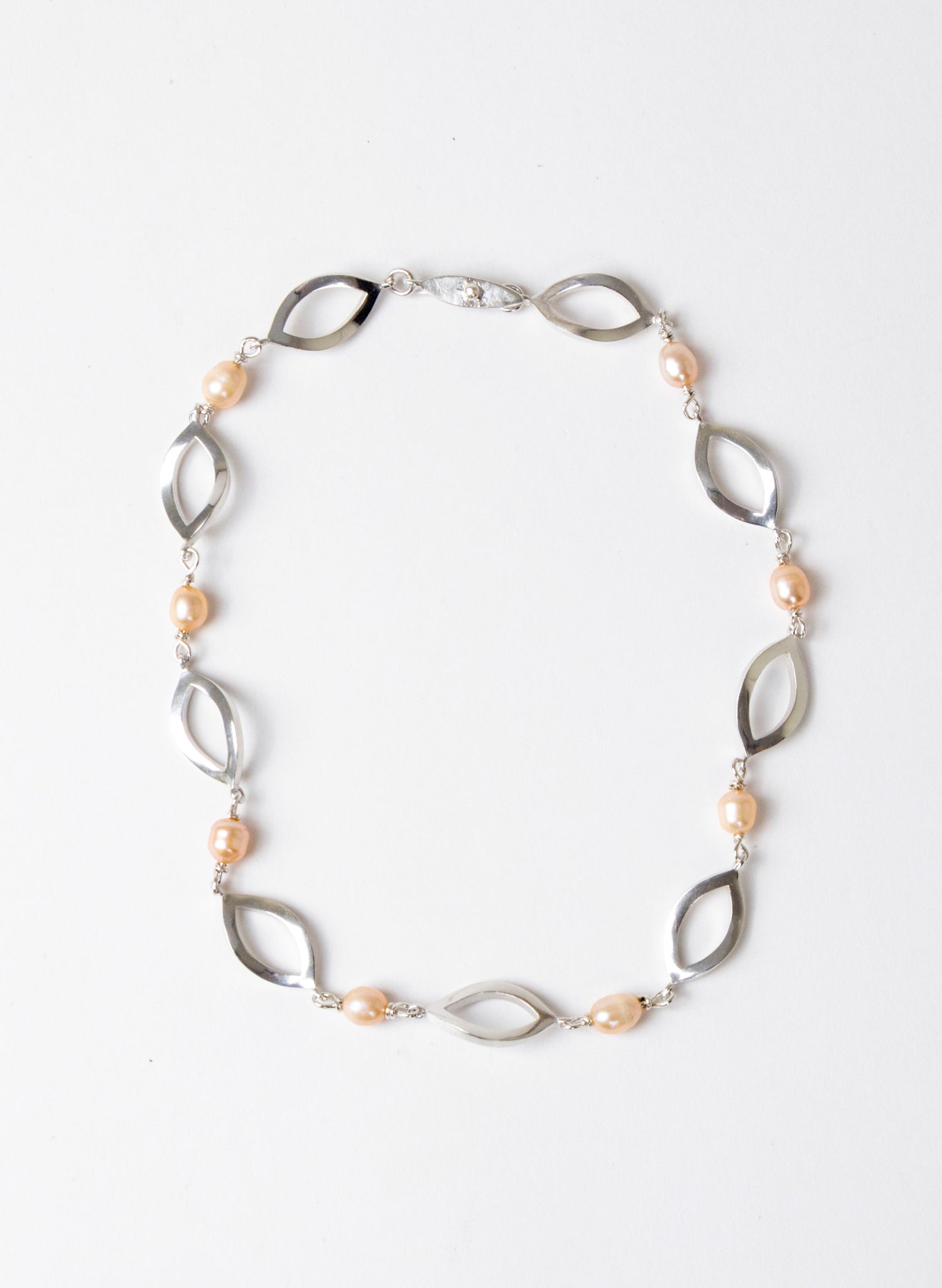 Pink Pearl Open Leaf Necklace