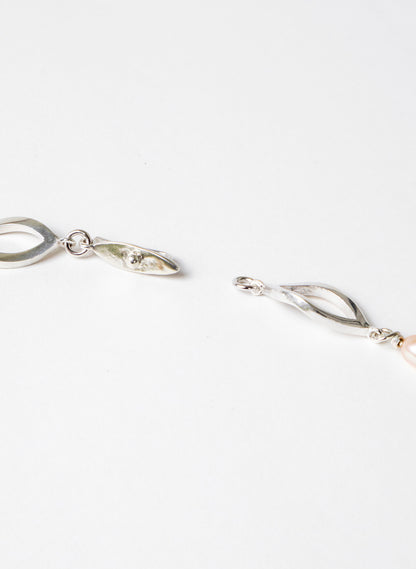 Pink Pearl Open Leaf Necklace