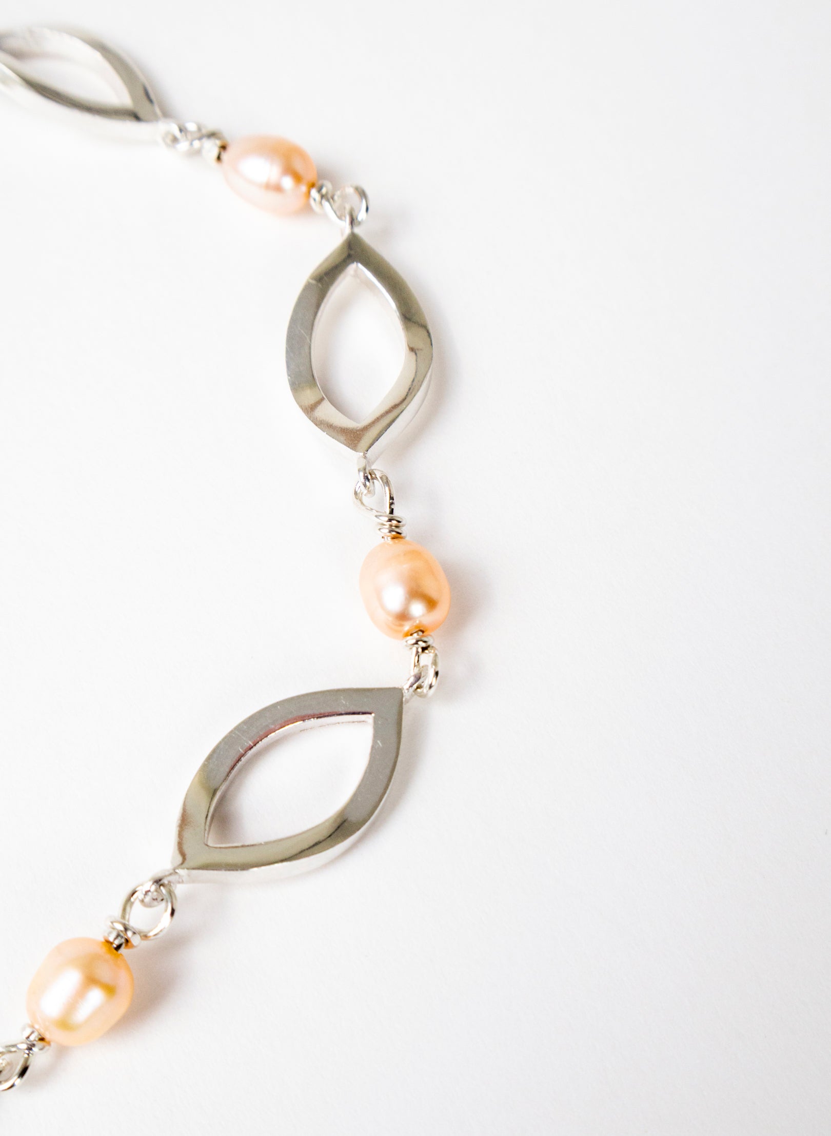 Pink Pearl Open Leaf Necklace