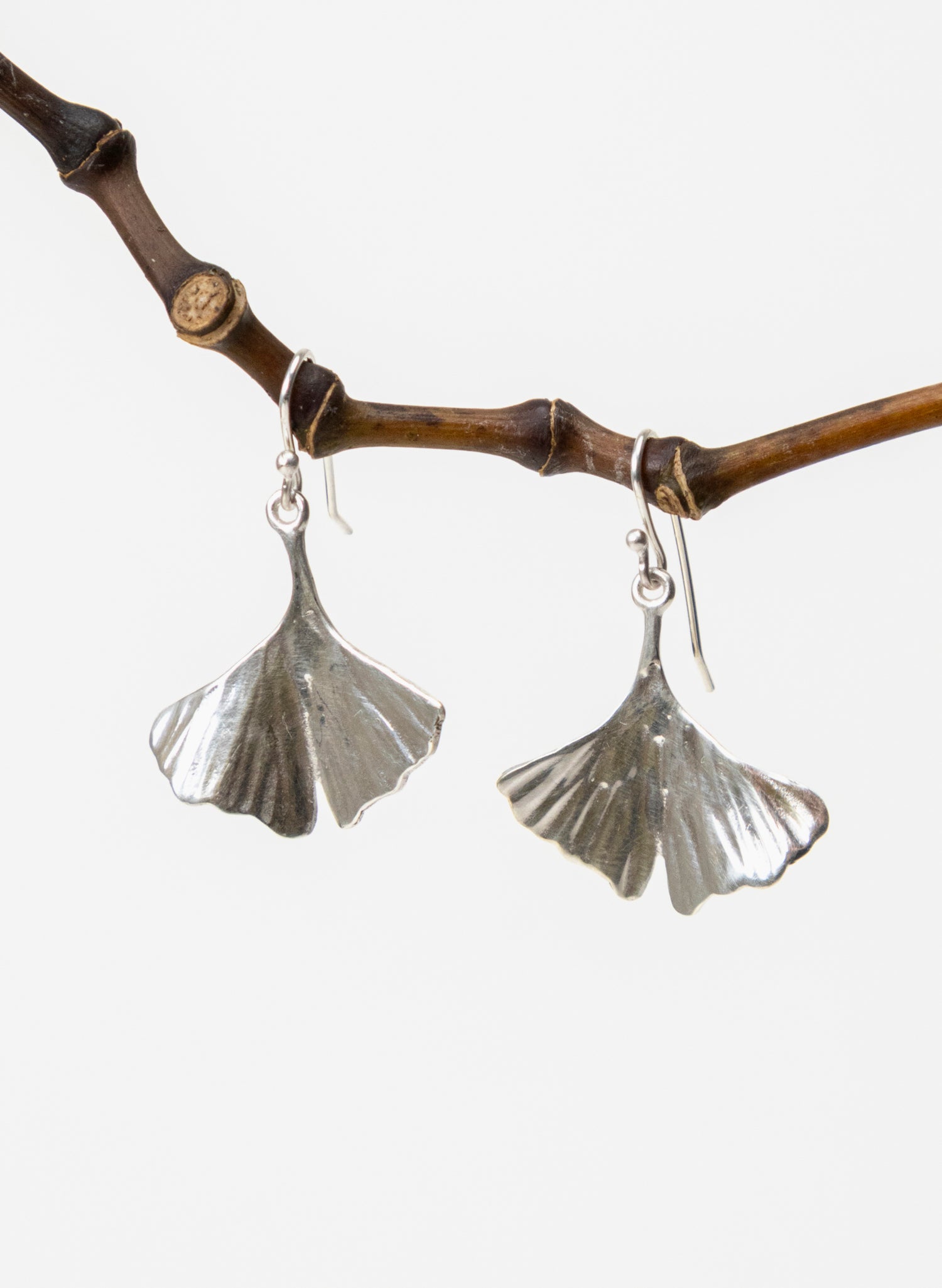 Silver Gingko Leaf Earrings