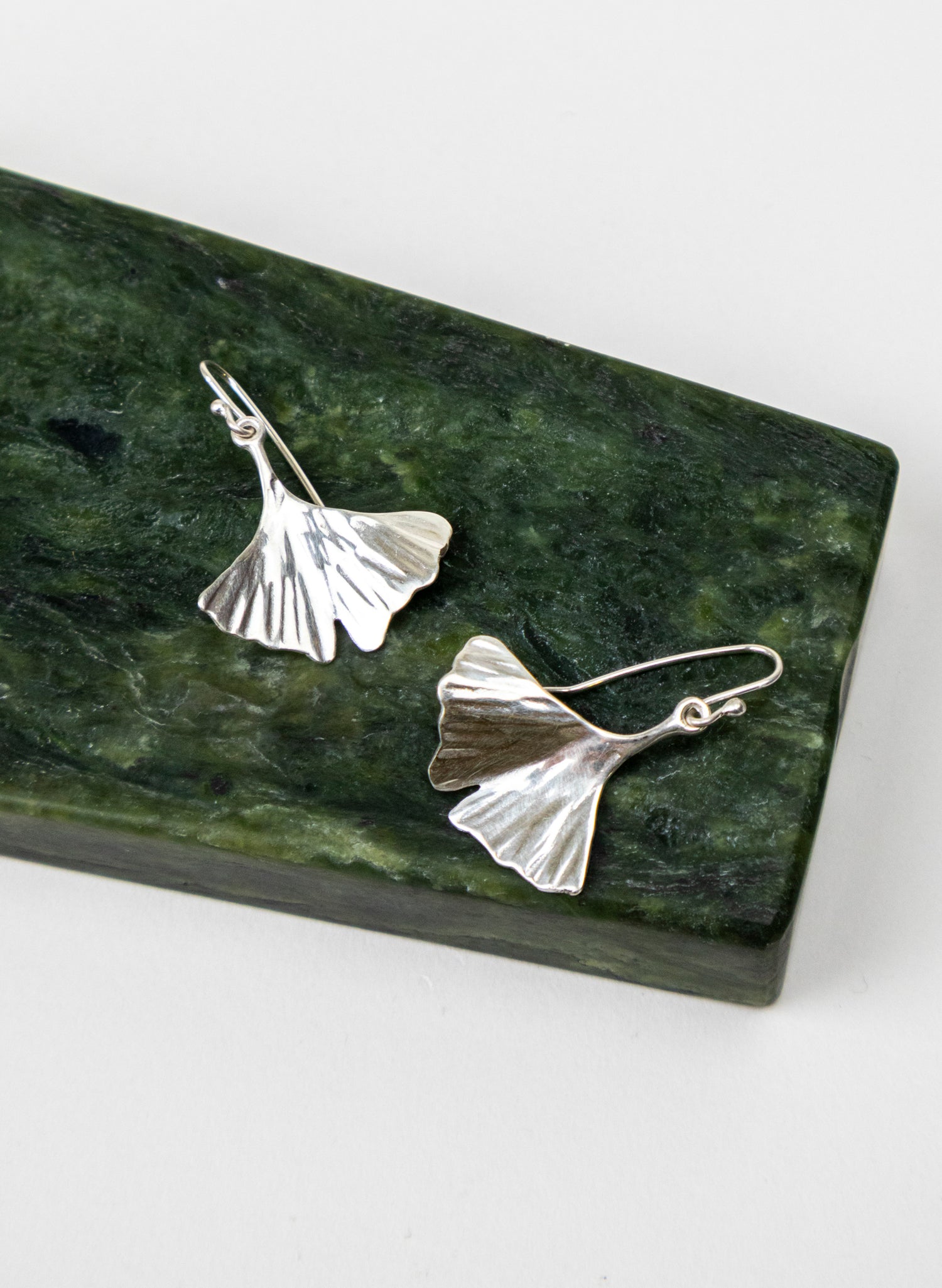 Silver Gingko Leaf Earrings