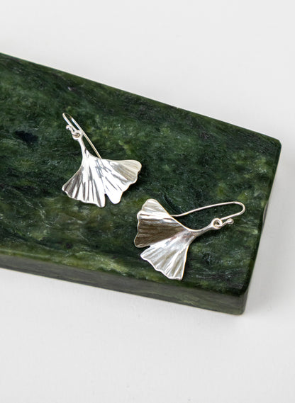 Silver Gingko Leaf Earrings