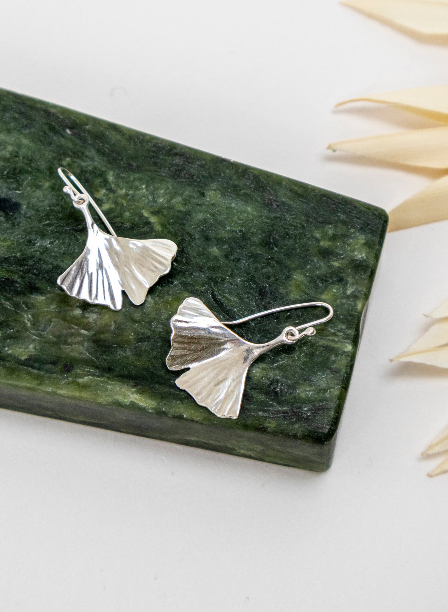 Silver Gingko Leaf Earrings