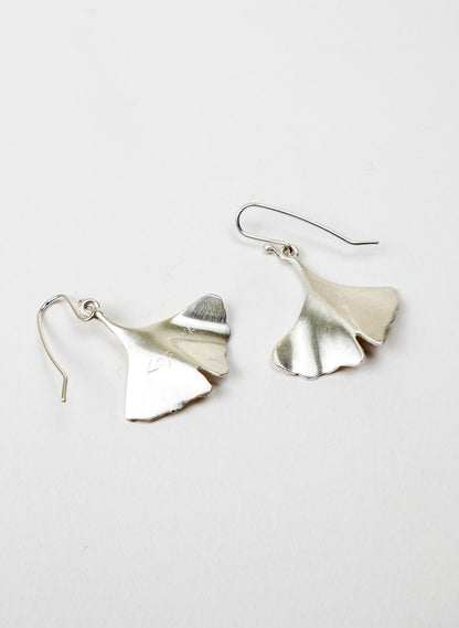 Silver Gingko Leaf Earrings