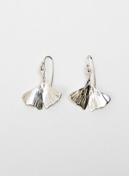 Silver Gingko Leaf Earrings