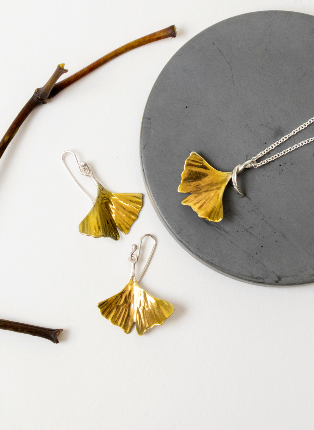 Gold Gingko Leaf Earrings