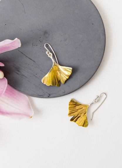 Gold Gingko Leaf Earrings