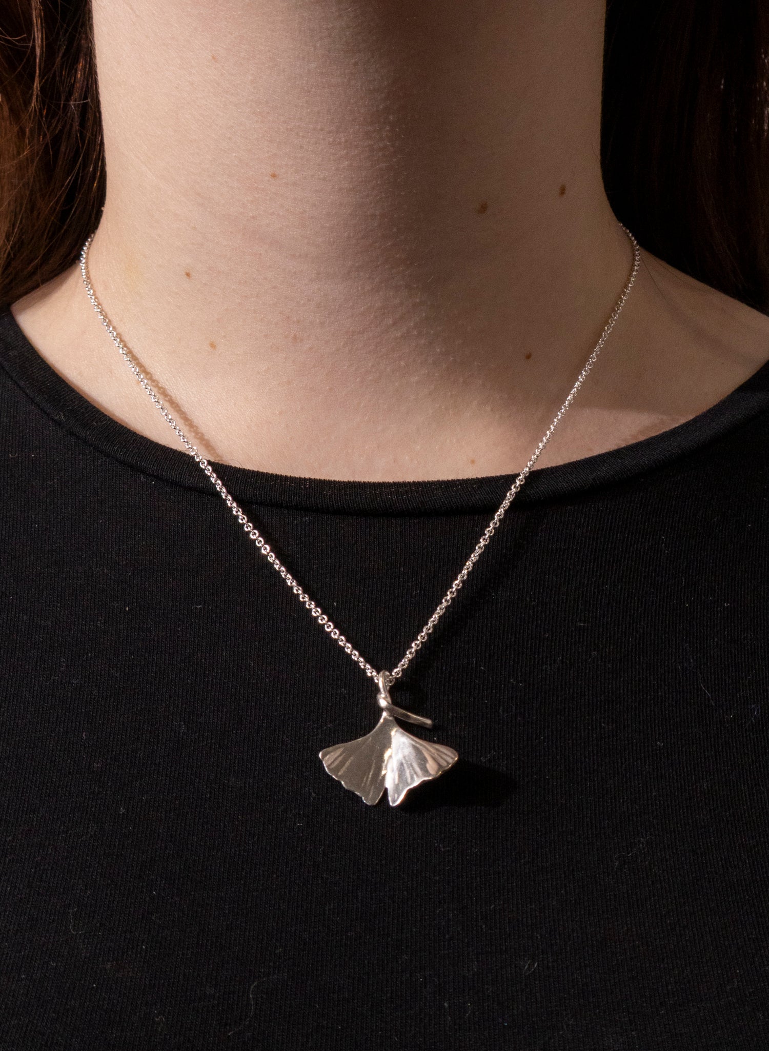 Silver Gingko Leaf Pendant