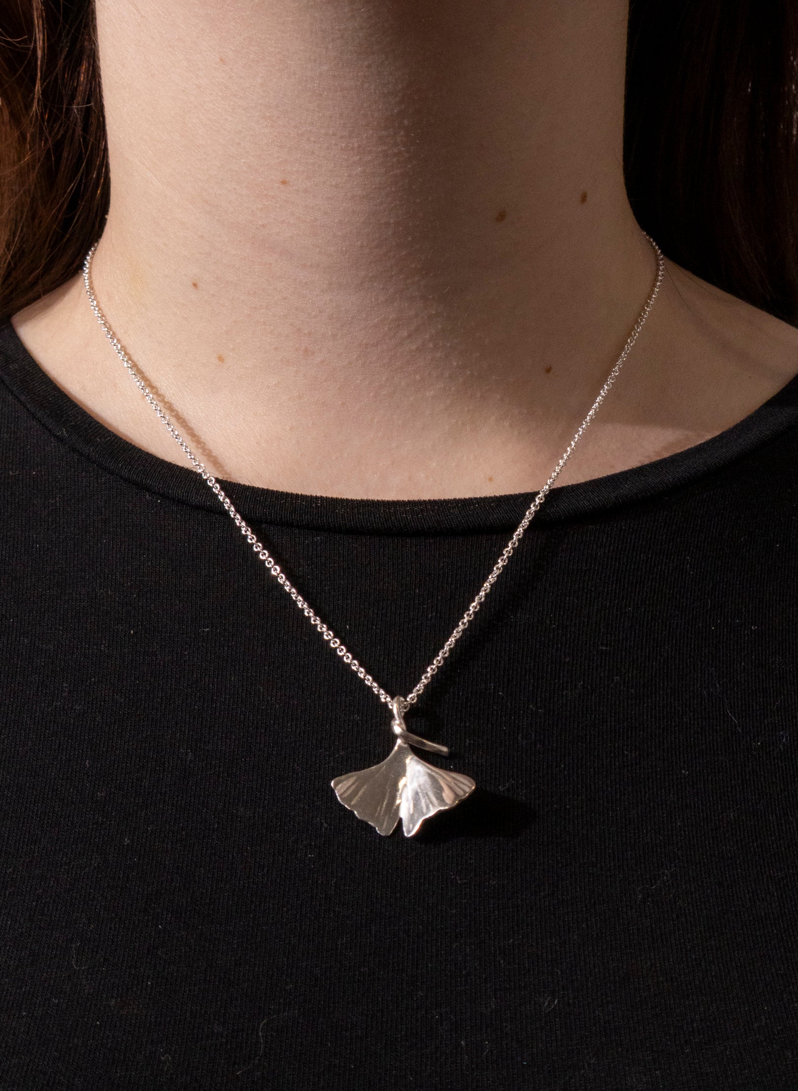 Silver Gingko Leaf Pendant
