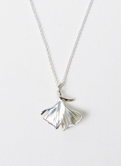 Silver Gingko Leaf Pendant