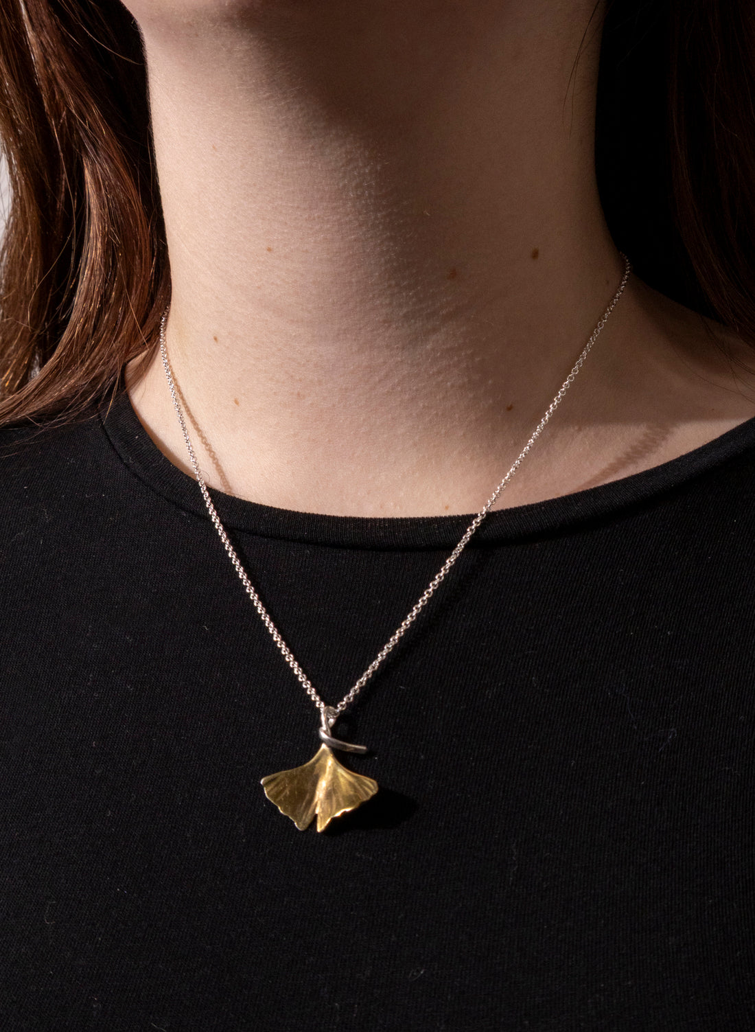 Gold Gingko Leaf Pendant
