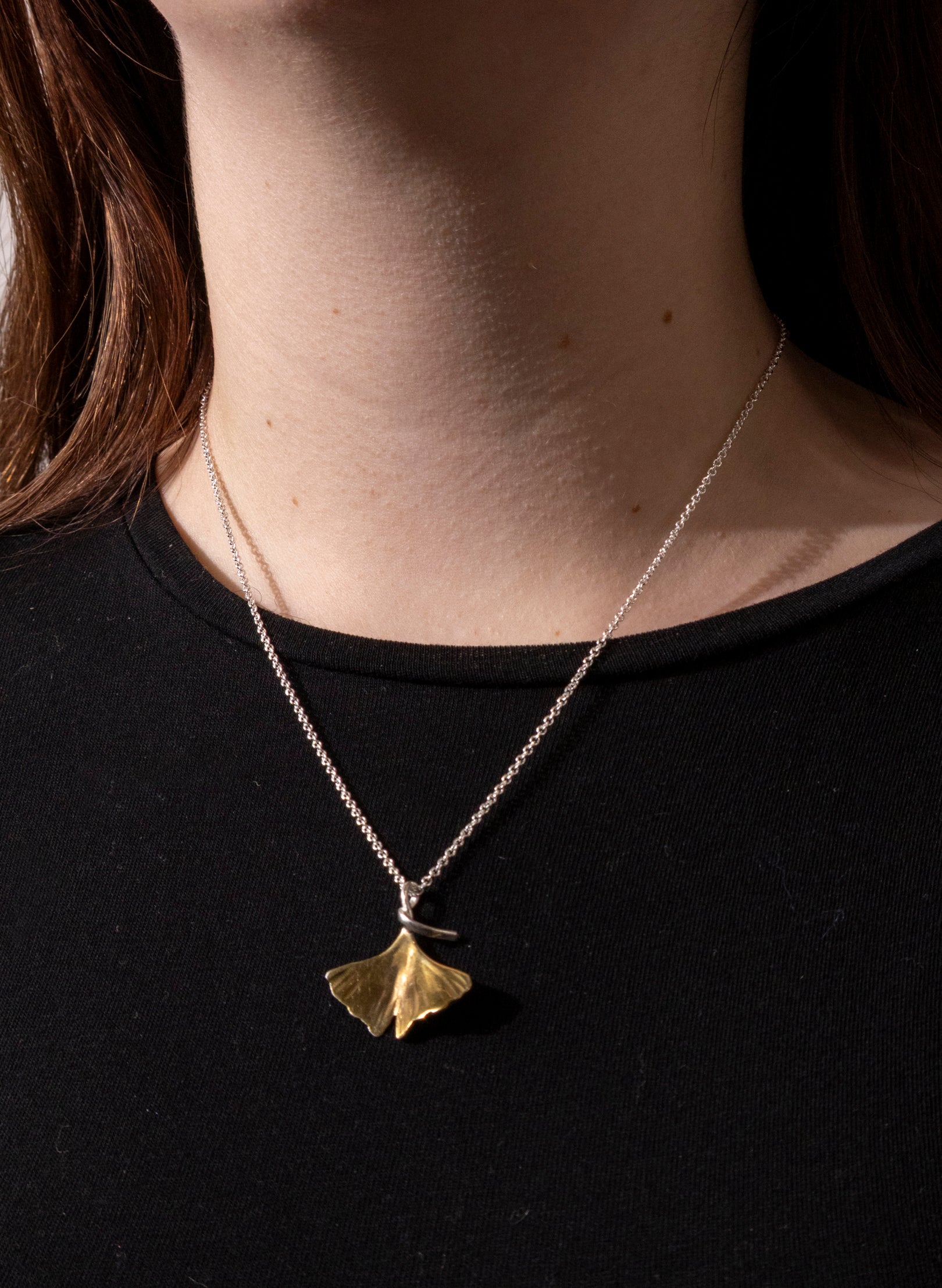 Gold Gingko Leaf Pendant