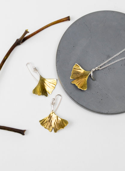 Gold Gingko Leaf Pendant