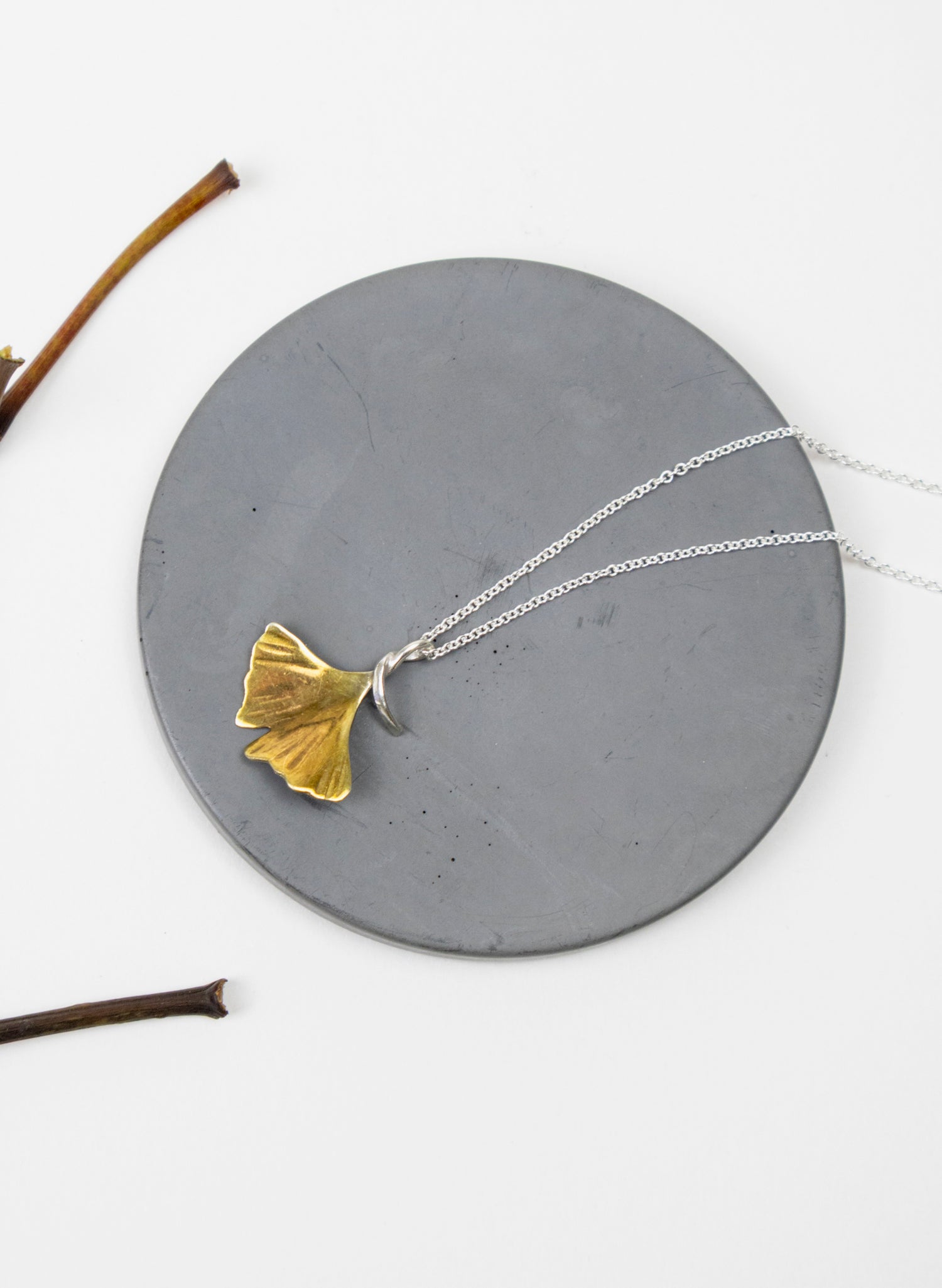 Gold Gingko Leaf Pendant