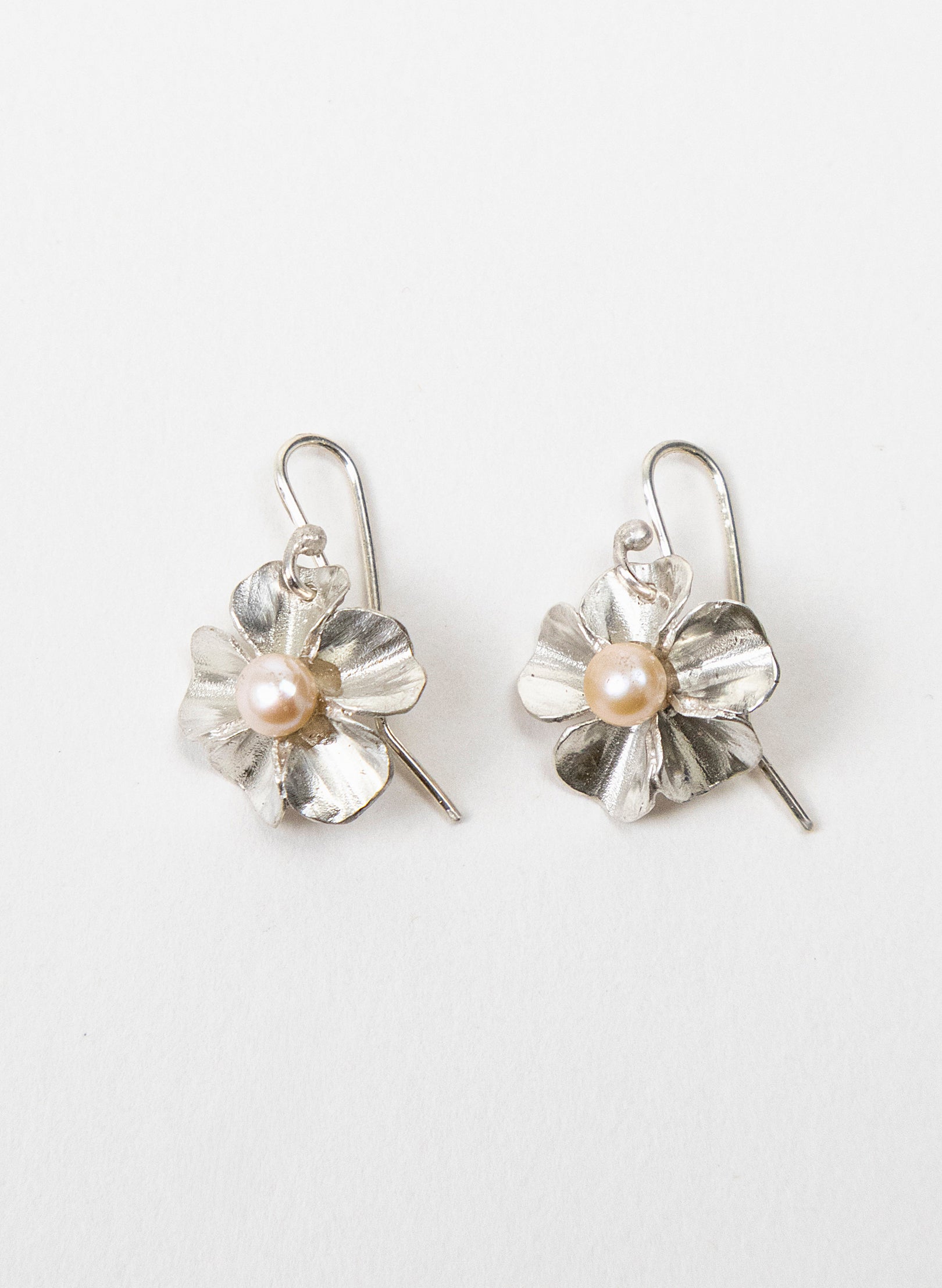 Sakura Cherry Blossom Earrings with a White Pearl