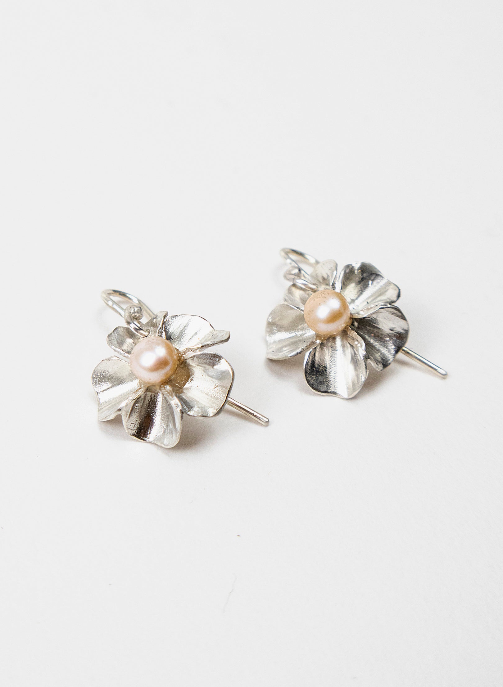 Sakura Cherry Blossom Earrings with a White Pearl