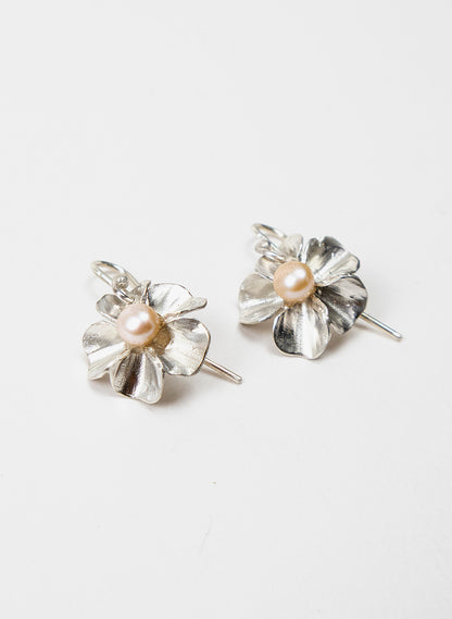 Sakura Cherry Blossom Earrings with a White Pearl