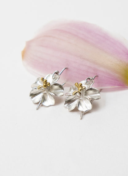 Sakura Cherry Blossom Earrings with a Gold Stamin