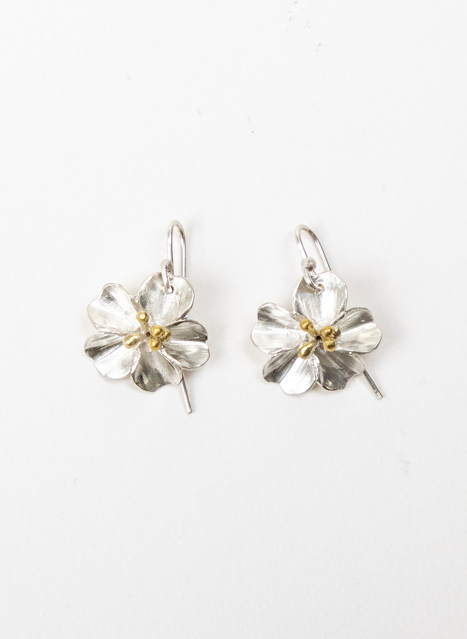 Sakura Cherry Blossom Earrings with a Gold Stamin