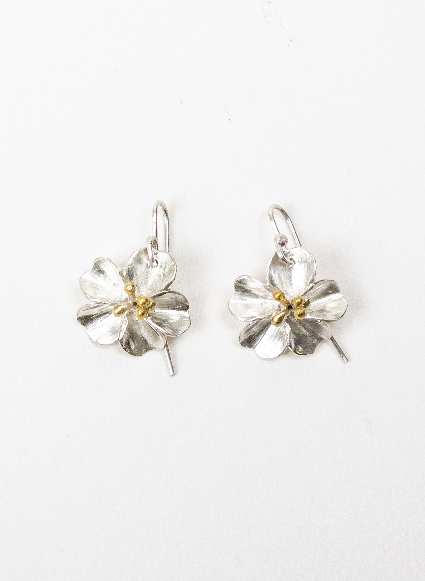 Sakura Cherry Blossom Earrings with a Gold Stamin