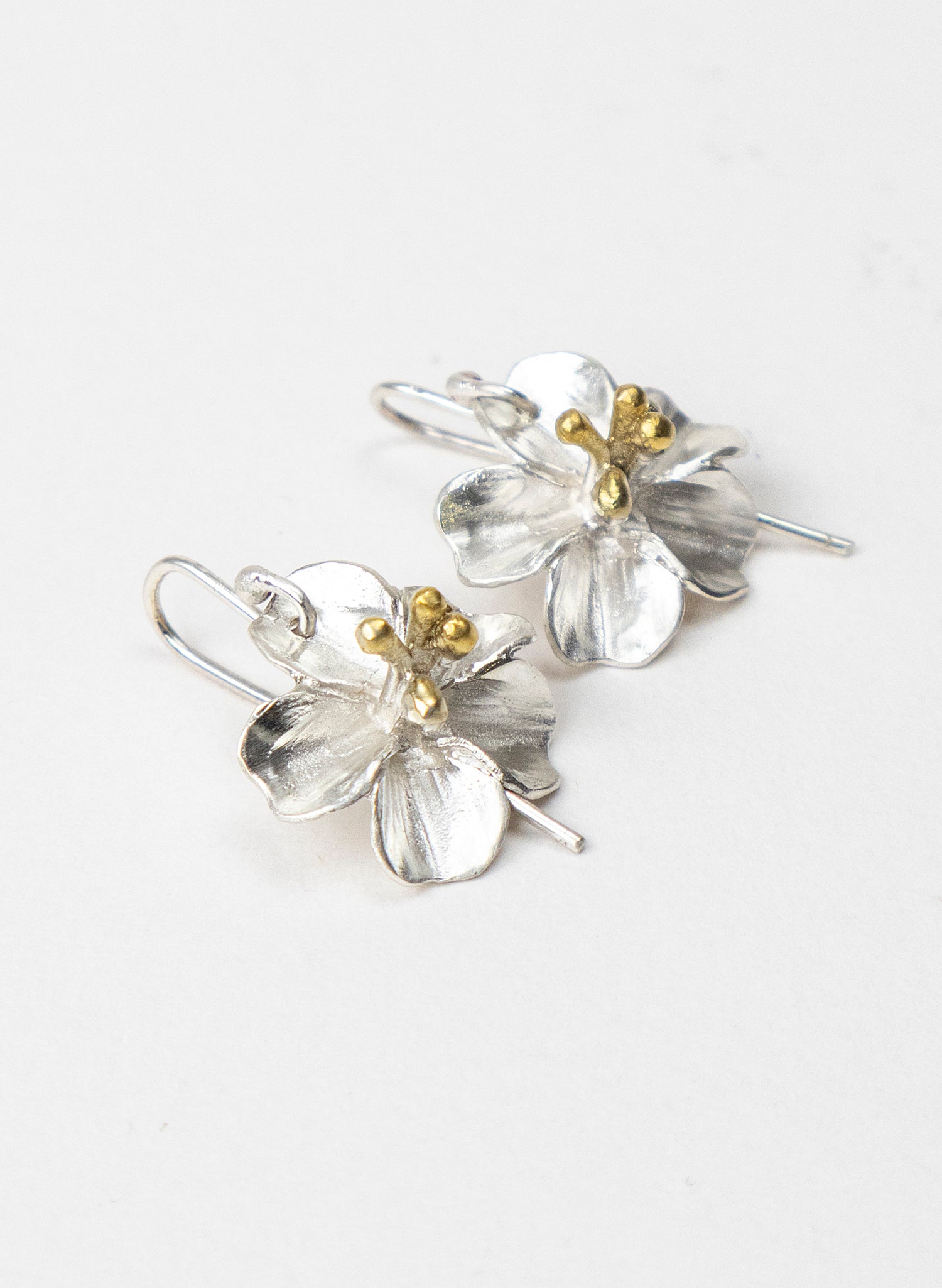Sakura Cherry Blossom Earrings with a Gold Stamin
