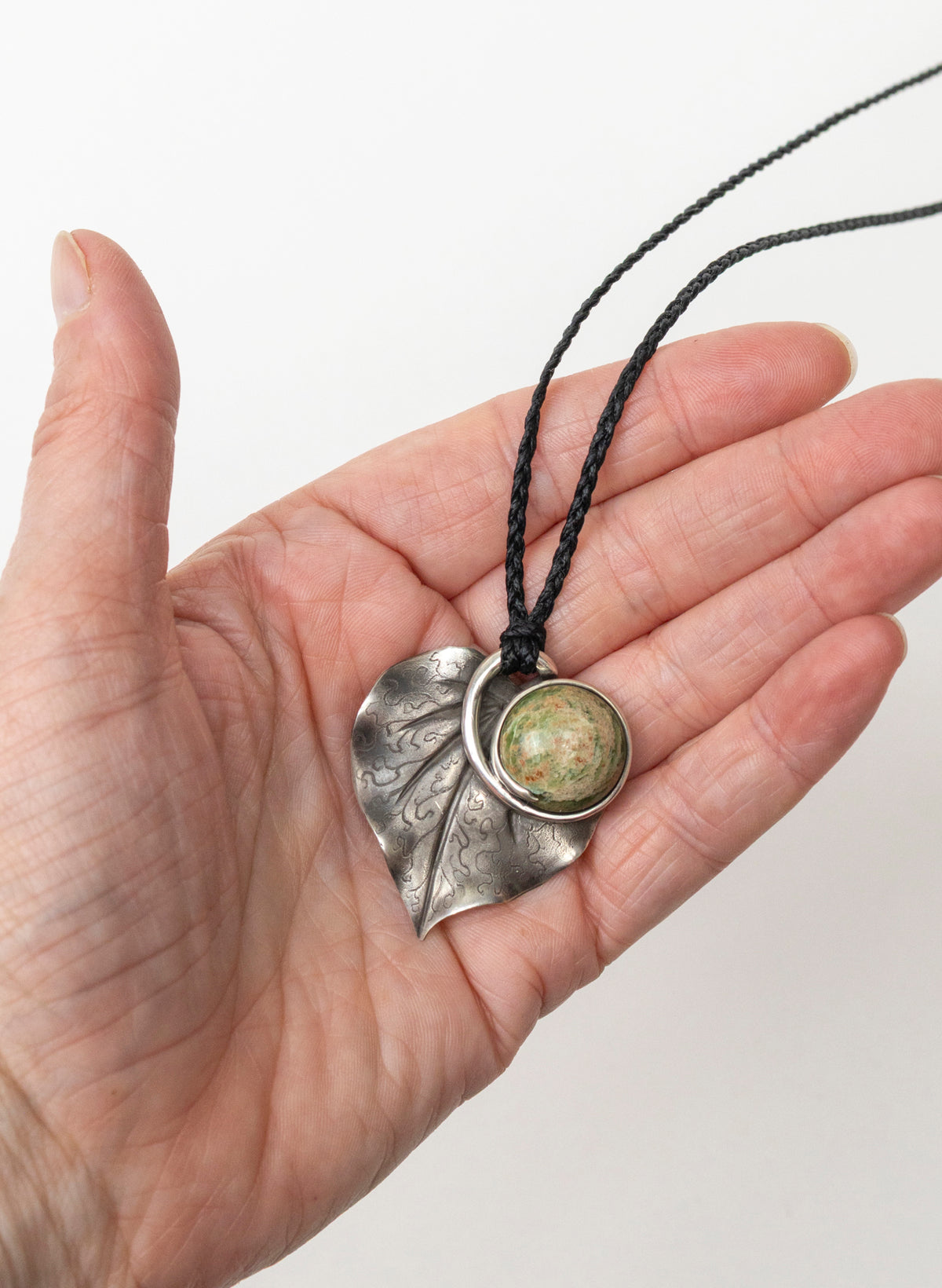 Sterling Silver Kawakawa Leaf with a Pounamu Insert