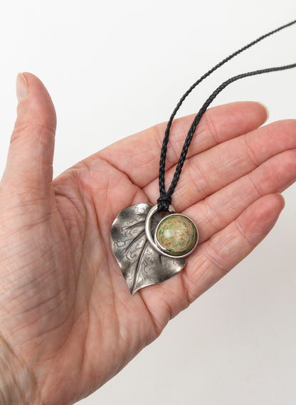Sterling Silver Kawakawa Leaf with a Pounamu Insert
