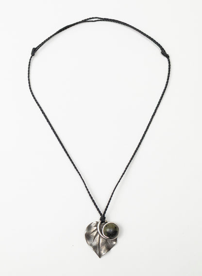 Sterling Silver Kawakawa Leaf with a Pounamu Insert