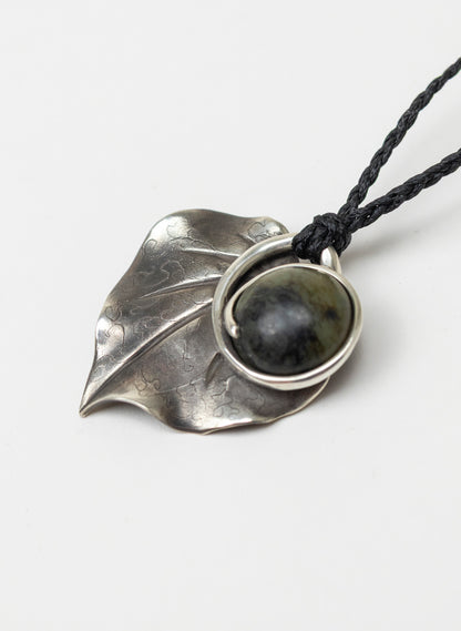 Sterling Silver Kawakawa Leaf with a Pounamu Insert