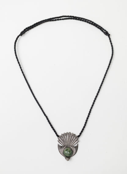 Sterling Silver Piwakawaka Pendant with a Pounamu Insert