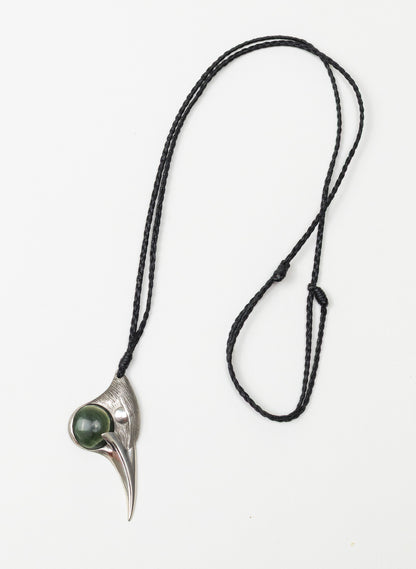 Sterling Silver Male Huia Pendant with a Pounamu Insert