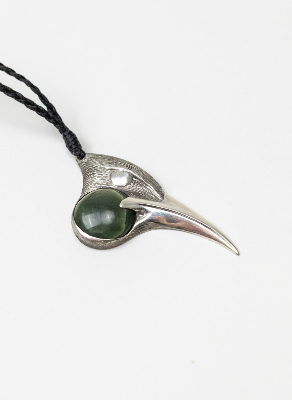 Sterling Silver Male Huia Pendant with a Pounamu Insert