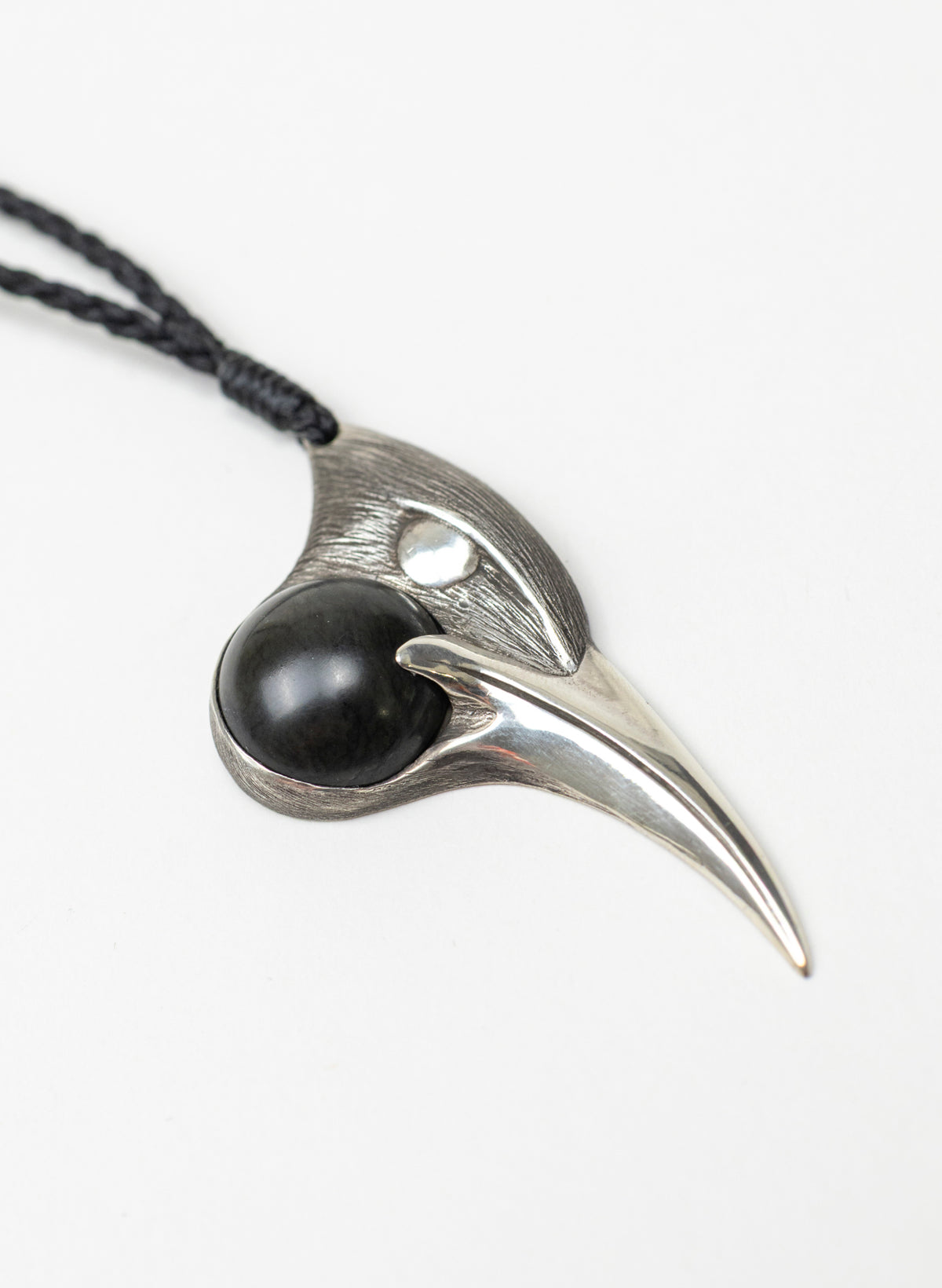 Sterling Silver Male Huia Pendant with a Pounamu Insert
