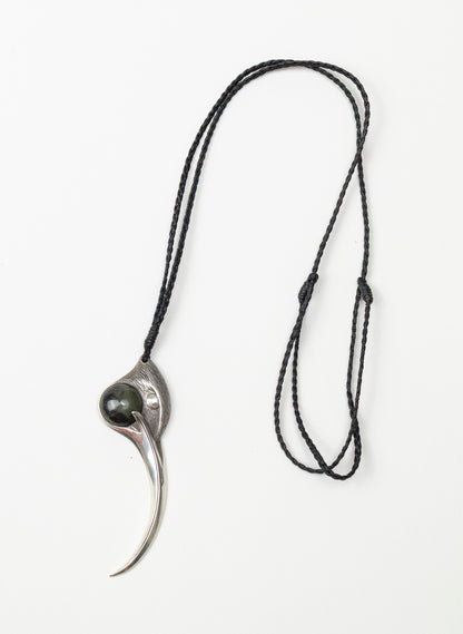 Sterling Silver Female Huia Pendant with a Pounamu Insert