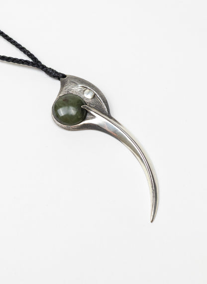 Sterling Silver Female Huia Pendant with a Pounamu Insert