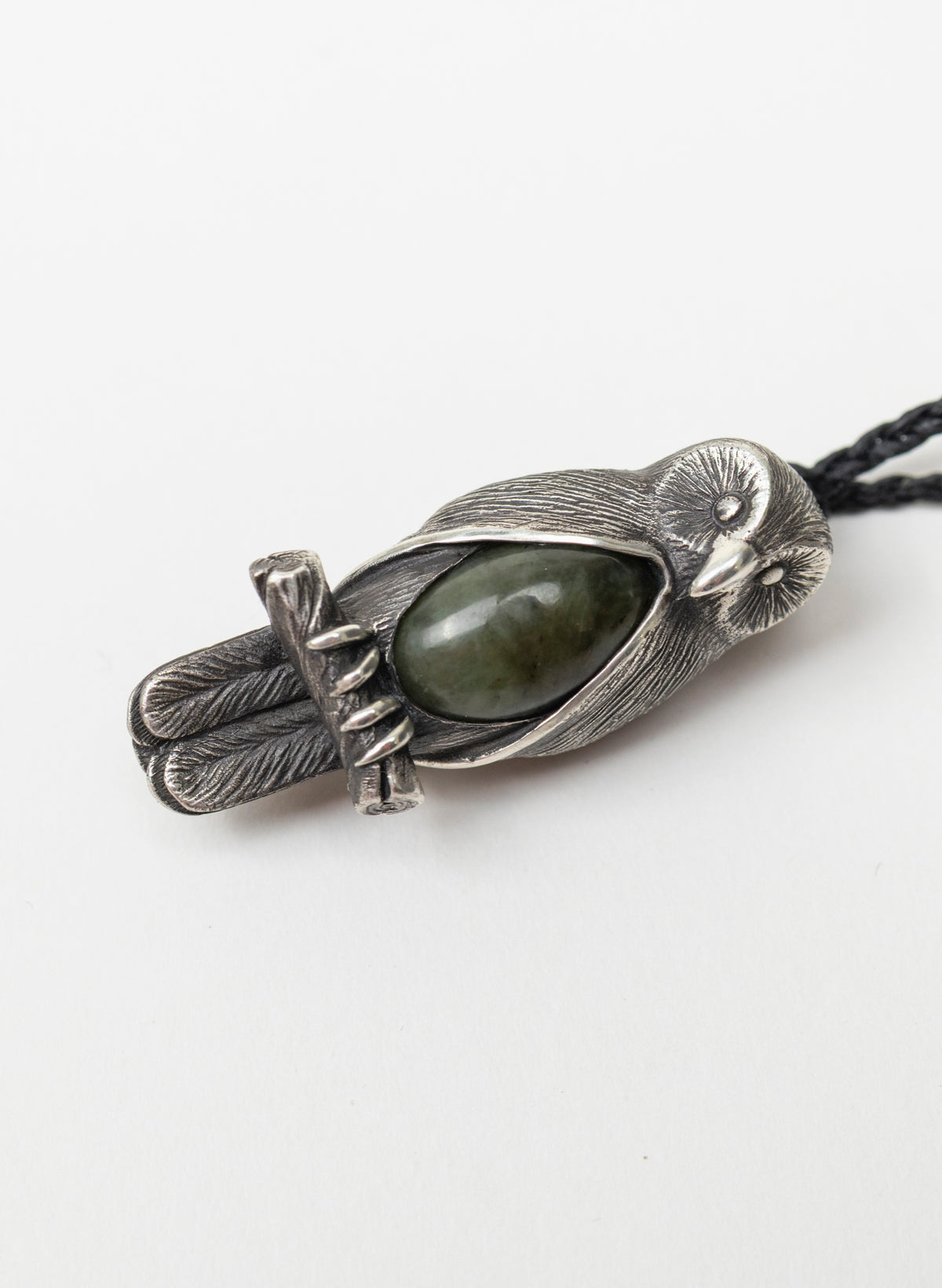 Sterling Silver Ruru Pendant with a Pounamu Insert