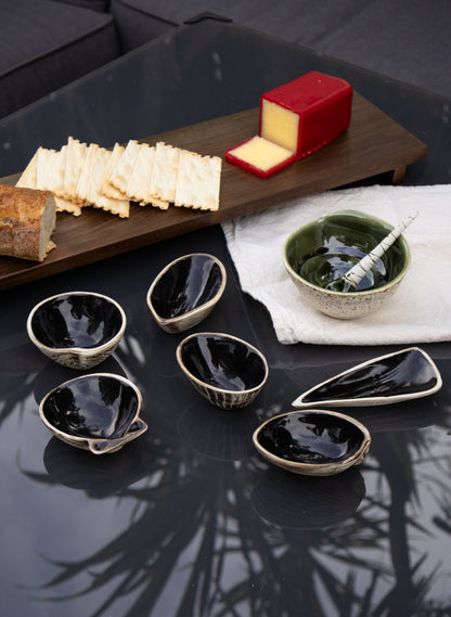 Boxed Set of 6 Shell Dipping Bowls - Black