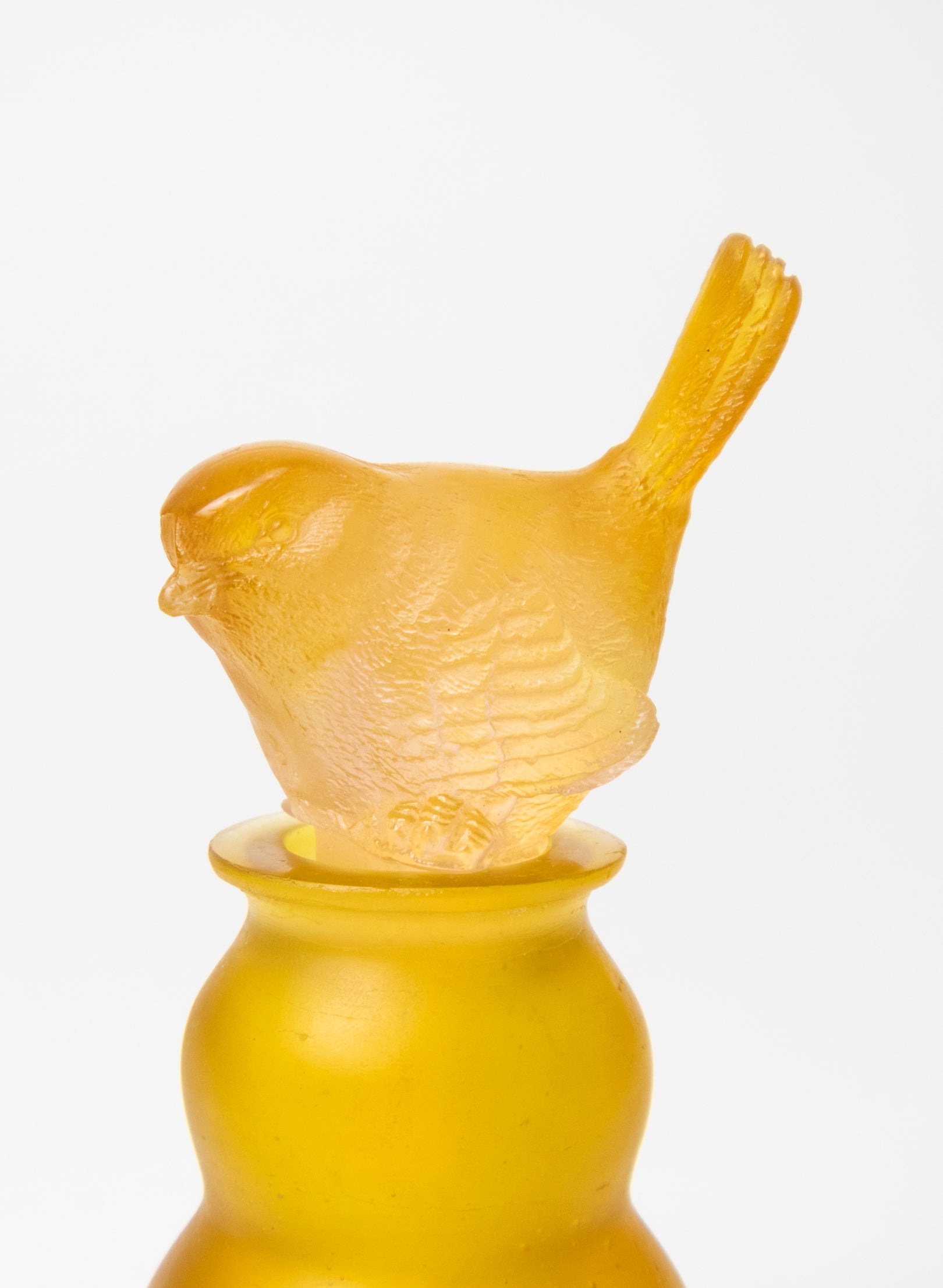 Yellow Fantail and Yellow Cast Glass Sculpture  
