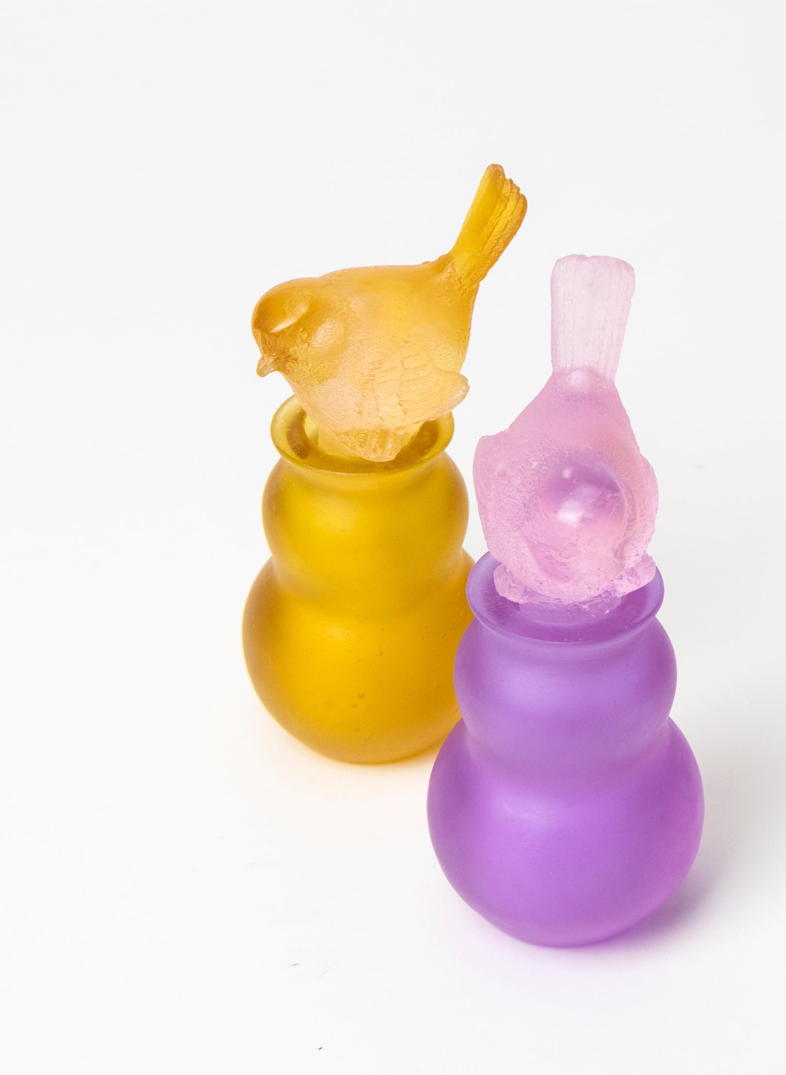 Yellow Fantail and Yellow Cast Glass Sculpture  