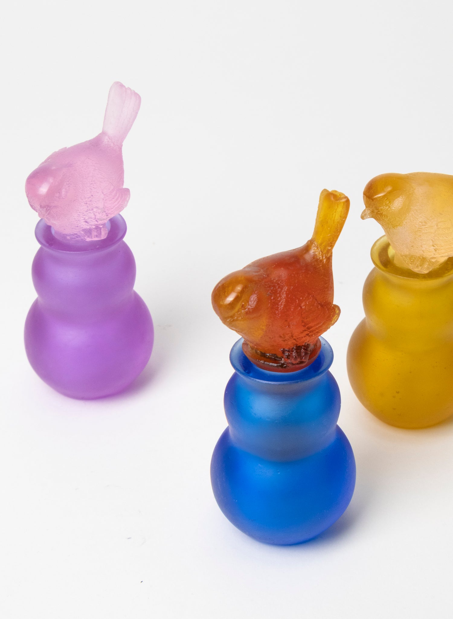 Orange Fantail and Blue Cast Glass Sculpture  